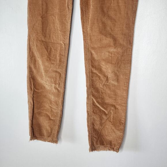 FINAL PRICE Free People Regan Button Fly Cords Tan Raw Hem Skinny Pants 27 - Picture 4 of 7